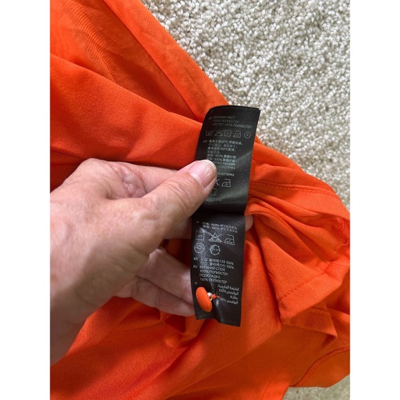 H&M Dress Women's Orange Size 6 Polyester Square Neck Puff Sleeve - Picture 6 of 8